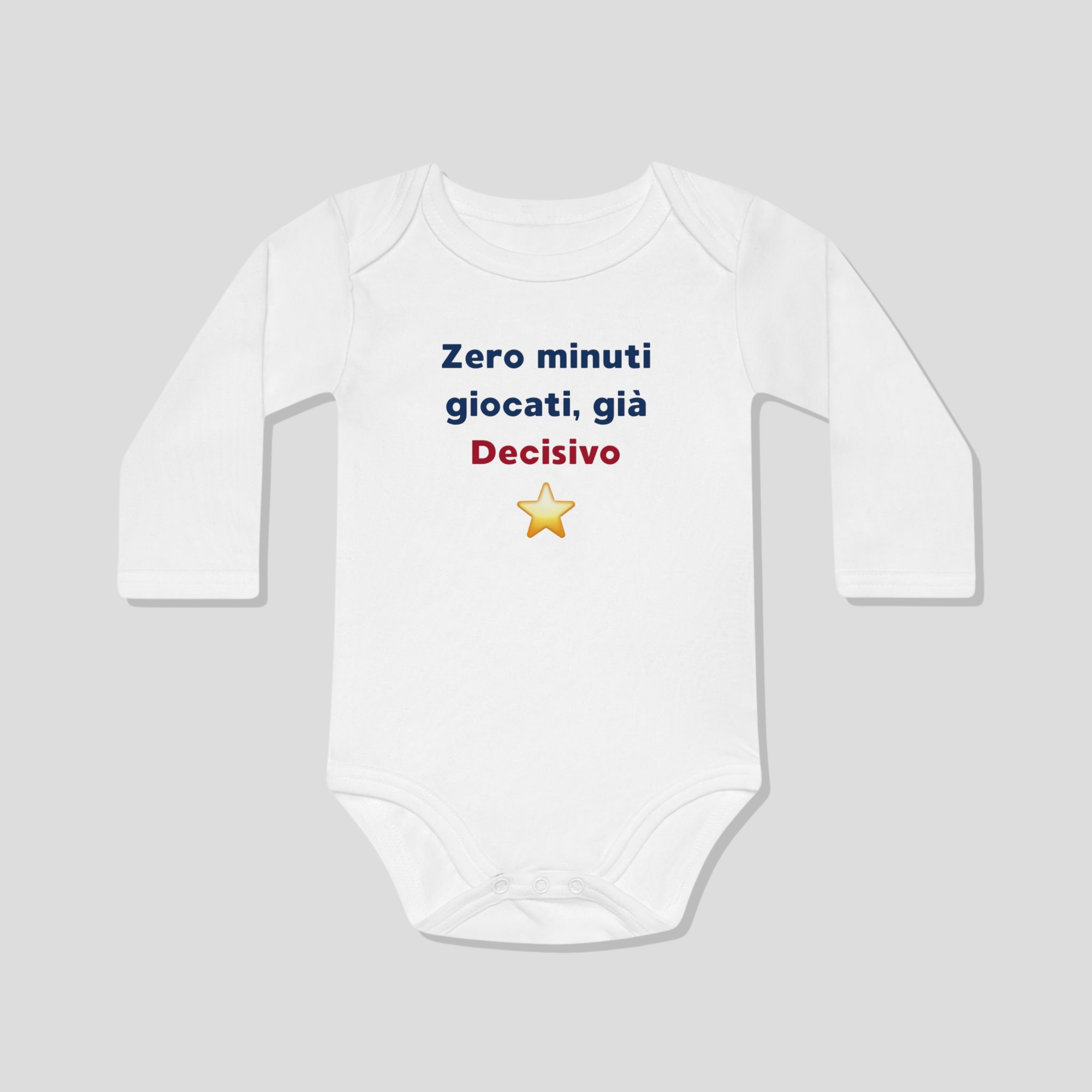 Body neonato divertente “Zero minuti giocati, già decisivo”